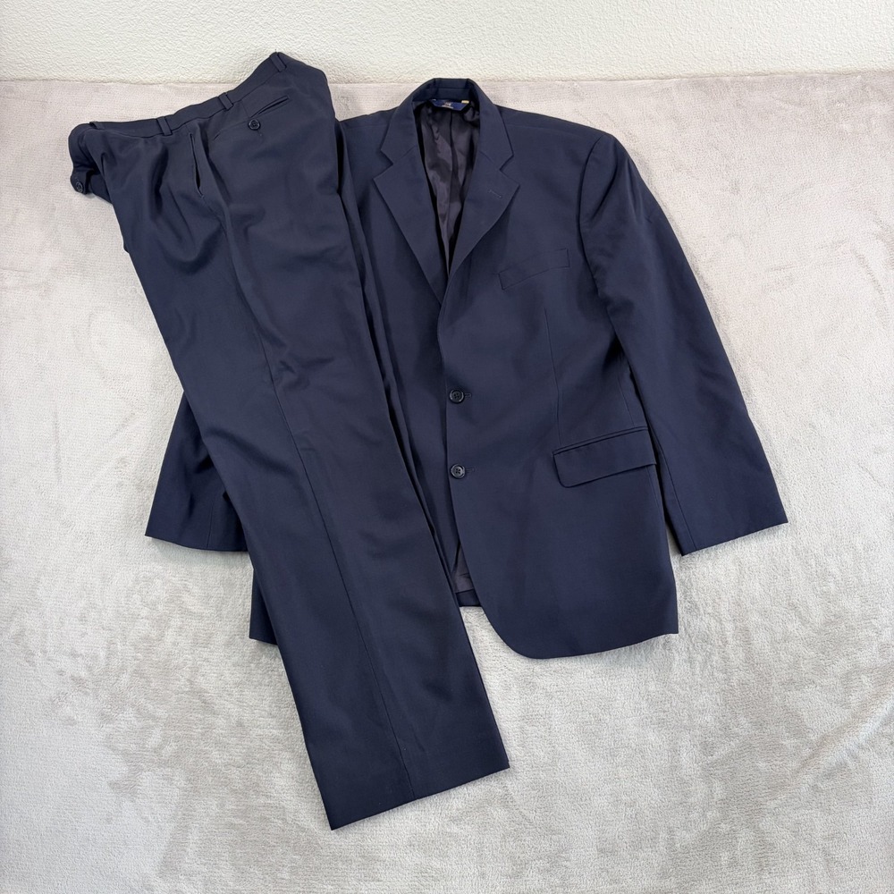 Brooks Brothers 346 Stretch Suit in Navy Blue Men 44R Pants (Fits 35x32) Office